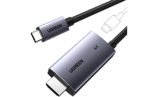 UGREEN USB C to HDMI Cable with 100W PD Fast Charging Adapter 4K@60Hz 2-in-1 Thunderbolt Unidirectional Type C to HDMI Compatible iPhone 17 Pro Max, SteamDeck, MacBook, iPad, Galaxy S25, XPS, 2M